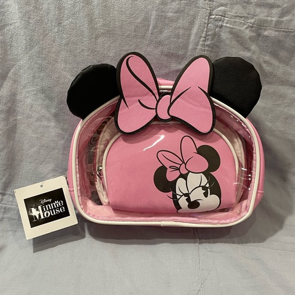 Disney Handbags - NEW Walt Disney Minnie Mouse Pink Bow 3 Piece Makeup Travel Bag Set